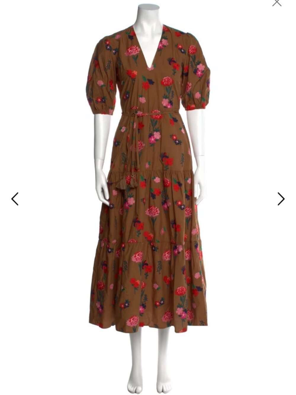 Pearl by Lela Rose Floral Print Embordered Dress
